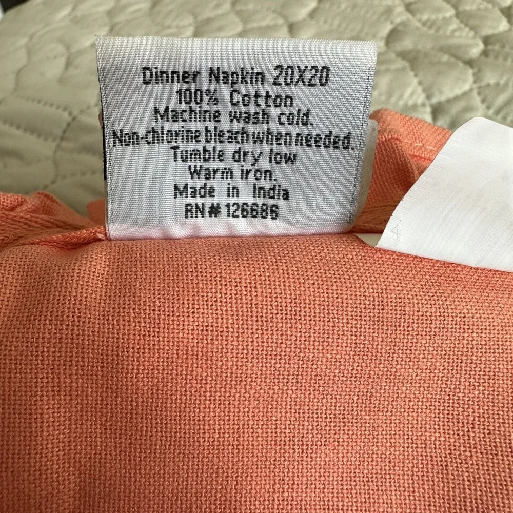 Hen House Linens Napkin Ruffle Coral Pink Barbie Shabby Chic Cotton Set 5 20x20